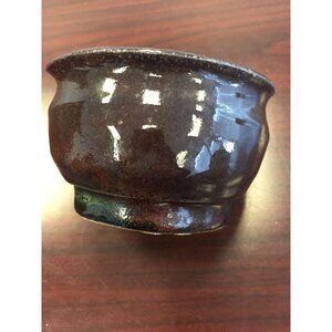 Vtg Handmade By Barbara Bingham Ceramic Brown Glazed Trinket Bowl 1970's Pottery